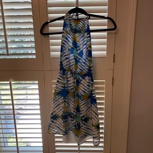 Blue and green tie dye dress